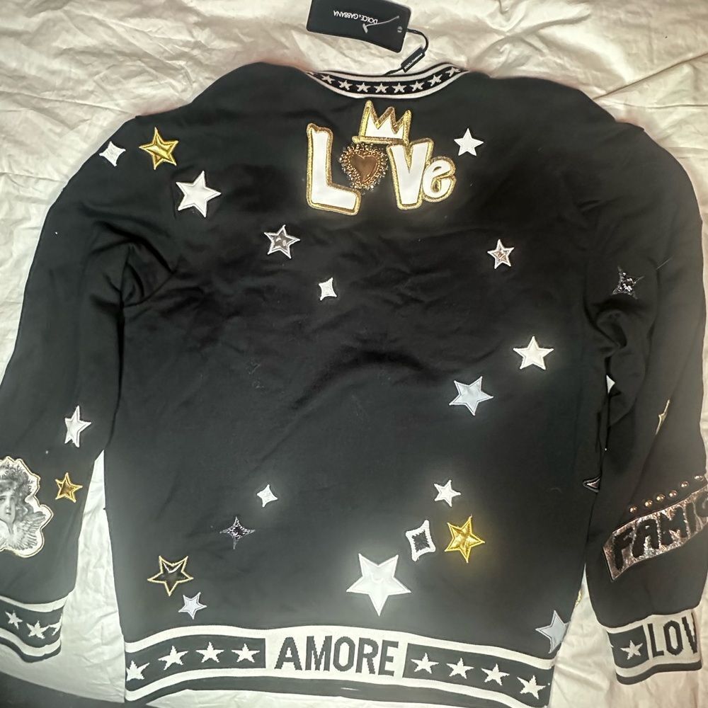 NWTs Dolce & Gabbana Baroque Maria Amore DG DNA Sweater Sweatshirt Black Gold - Picture 11 of 16
